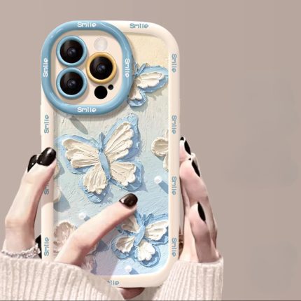 Blue Oil Painting Butterfly Phone Case