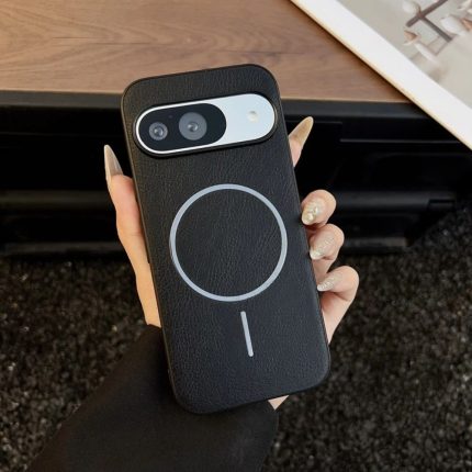 Black Premium Vintage Leather Anti-shock Suction Phone Case